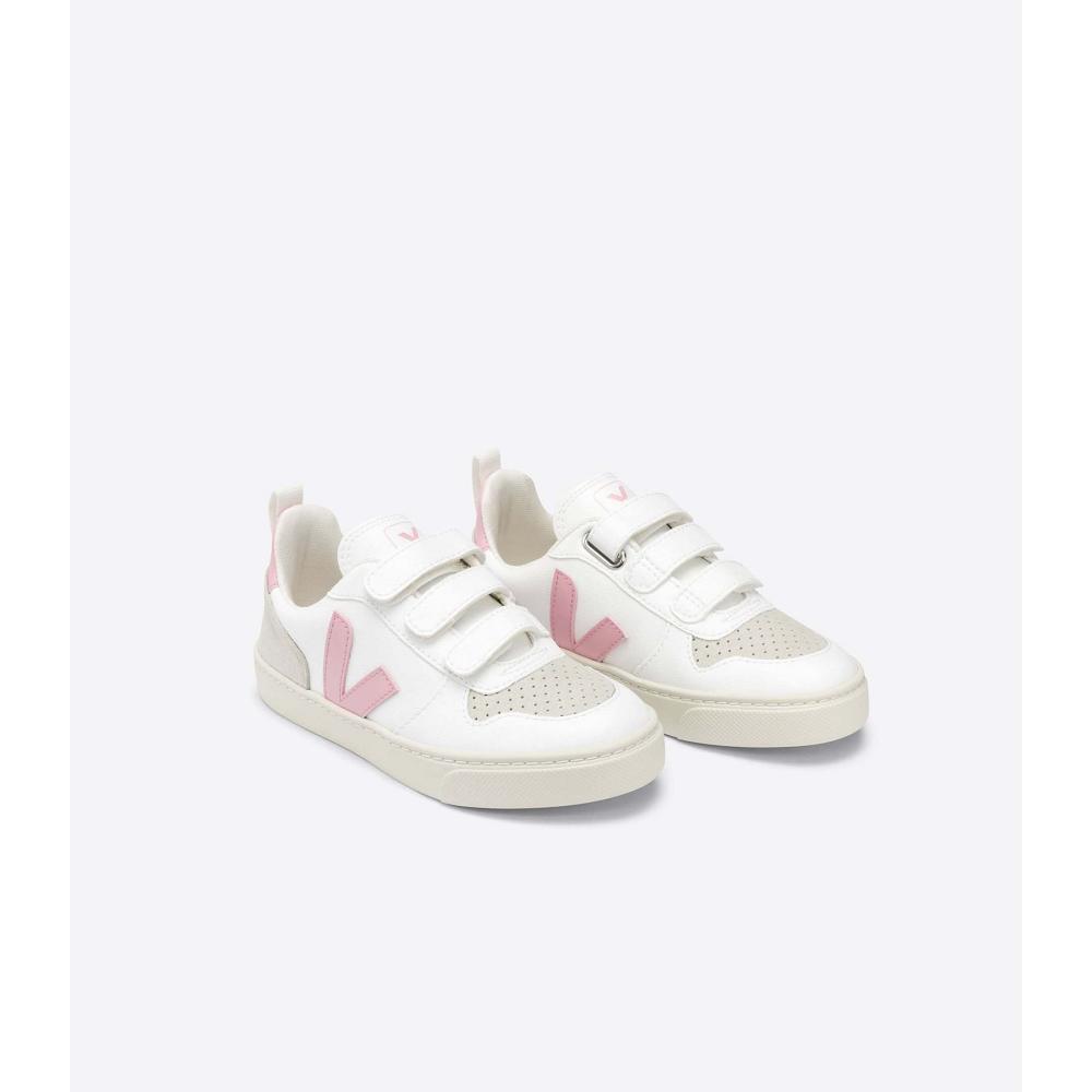 Veja V-10 STRAPS CWL Joggesko Barn White/Pink | NO 859SGL